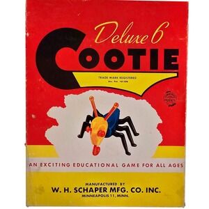 VTG 1950s Schaper Deluxe 6 Cootie Game Parts Lot 59pc Order Slip Incomplete